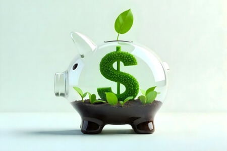 Piggy bank full of funds saved from tax credits after commercial HVAC upgrade