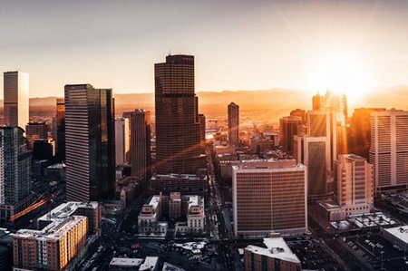 Denver Colorado skyline showing modern buildings